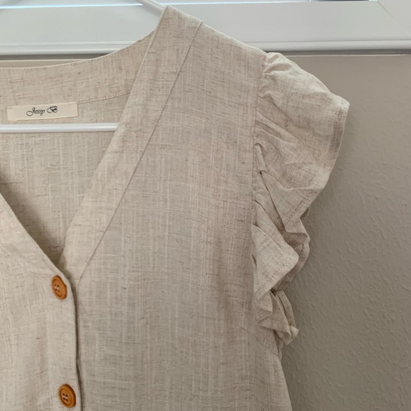 Modcloth Linen Ruffle Top - Picture 3 of 5